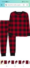 Boys, Girls Carter's 2 pc Red black Buffalo Plaid PJs, Christmas- Size 12m