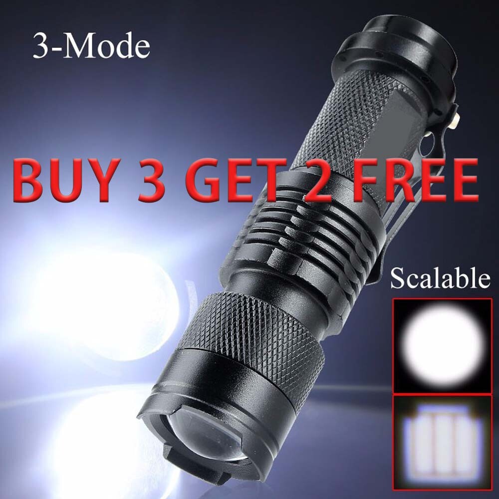 Tactical Adjustable Focus Zoom LED 1200lm Waterproof Flashlight Torch 3-modes