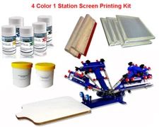 Micro-adjustable 4 Color 1 Station Screen Printing Kit Silk Press Printer DIY