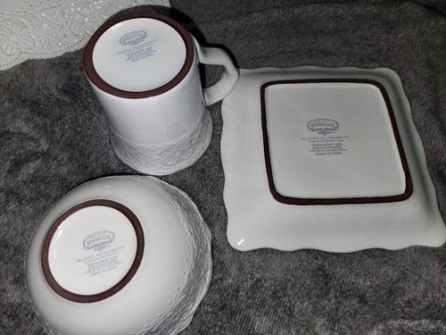 Maison Versailles Blanc Elisabeth 4 Pc Set Dinner Plates Bowl Mug Square White A - Picture 14 of 16
