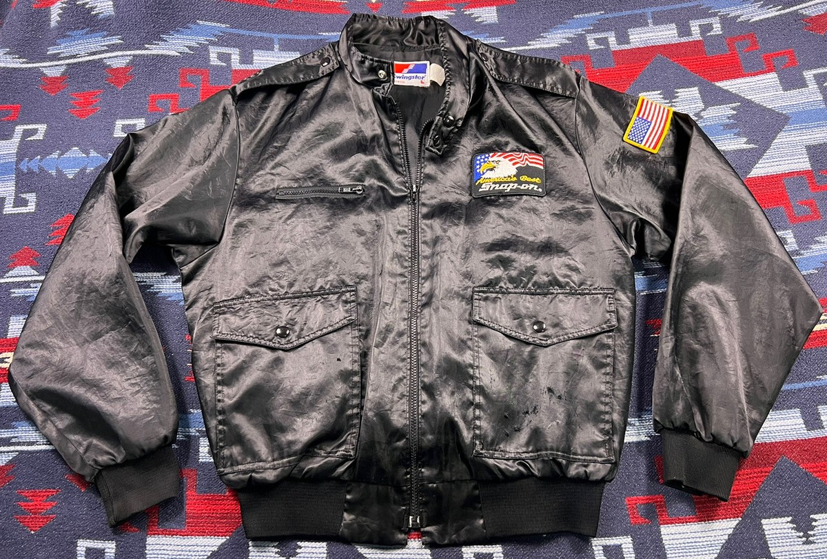 Vtg Snap On Tools Men's Racing Jacket USA Flag Patch Eagle Vtg Snap On Tools Men's Racing Jacket USA Flag Patch Eagle