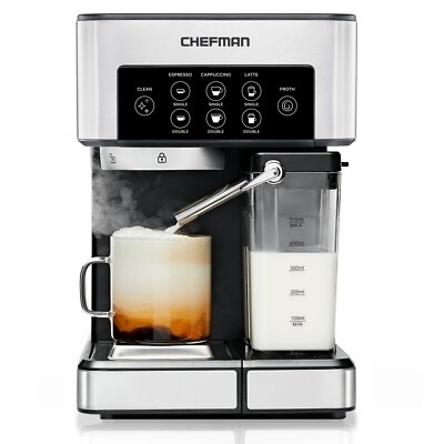 Chefman Barista Pro 6-in-1 Espresso Machine with Built-In Milk