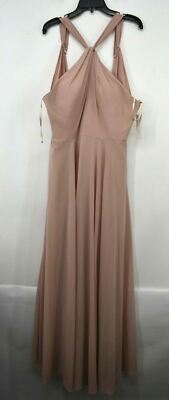 Jenny Yoo Collection Womens Blush Pink Sleeveless Halle Halter Evening Dress 14