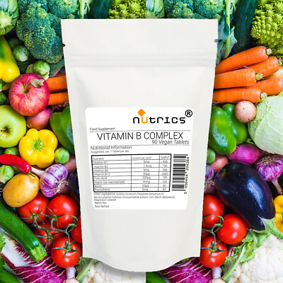 Nutrics  VITAMIN B COMPLEX 90 vegane Tabletten hohe Stärke 3 Monate Versorgung