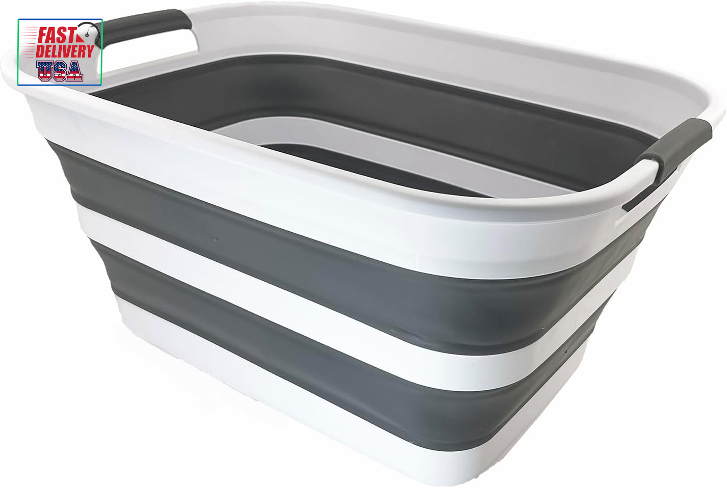 Collapsible Plastic Laundry Basket with Dual Grip Handles 27L (7.1 Gallons) -Fol