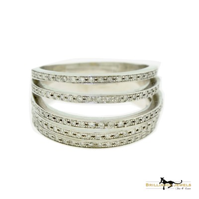 MAGNIFICENT Diamond Three Dimensional Multi Layer Diamond Wide Band Ring, Gold