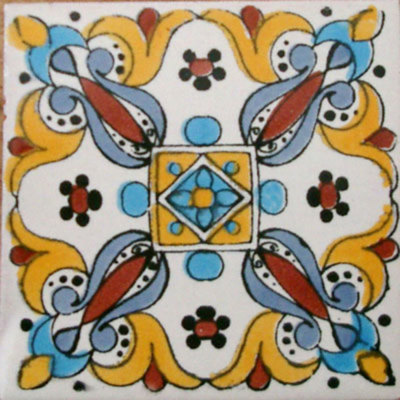 90 MEXICAN CERAMIC TILES WALL OR FLOOR USE CLAY TALAVERA MEXICO POTTERY #C082