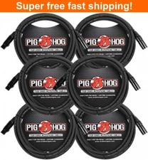 6 Pack PIG Hog PHM15 8mm microphone cable, XLR 15FT-new