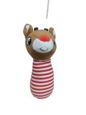 Rudolph te red nosed reindeer baby striped plush stick hand rattle