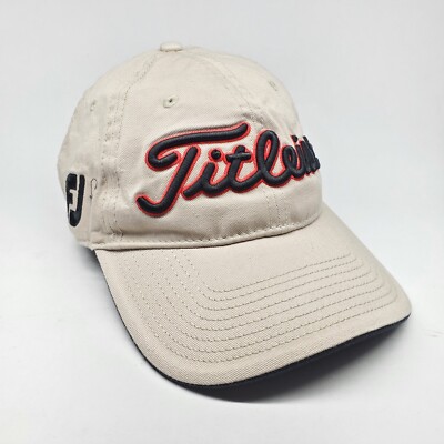 Titleist Pro V1 FJ FootJoy Golf Hat Cap Biege Red Adjustable Adult