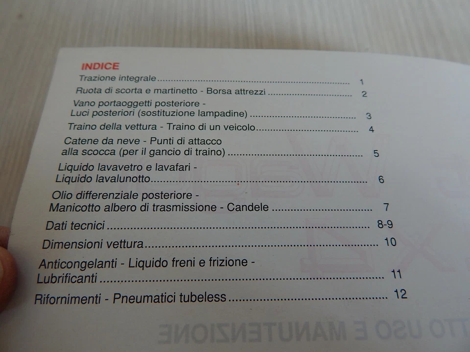 SUPPLEMENTO AL MANUALE USO MANUTENZIONE ORIGINALE ALFA ROMEO 33 4X4 SPORT WAGON - Immagine 3 di 4