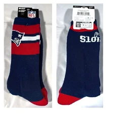 NEW ENGLAND PATRIOTS STRIPED BLUE & RED MENS CREW SOCKS LARGE (10-13) FREE SHIP