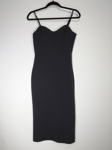 H&M Size M Medium Black Stretch Spaghetti Strap Midi Dress NWT