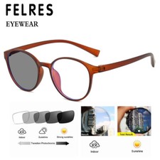 Men Women Round Photochromic Reading Glasses Anti-UV Outdoor Shade Sunglasses