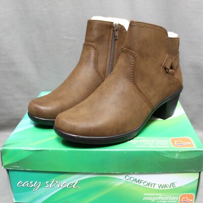 EASY STREET womens ankle boots size 7 M brown 2 inch cuban heel Dawnta style NEW