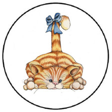 CUTE CAT WITH BOW ON TAIL ENVELOPE SEALS LABELS STICKERS PARTY FAVORS