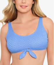 Salt  Cove Juniors Tie-Front Bralette Bikini Top Blue Size XS 1056