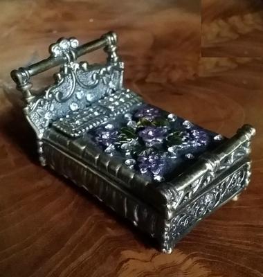 Glas Strass Metall Ring Pillen Dose Schachtel Prinzessin Bett 6 5cm Ebay