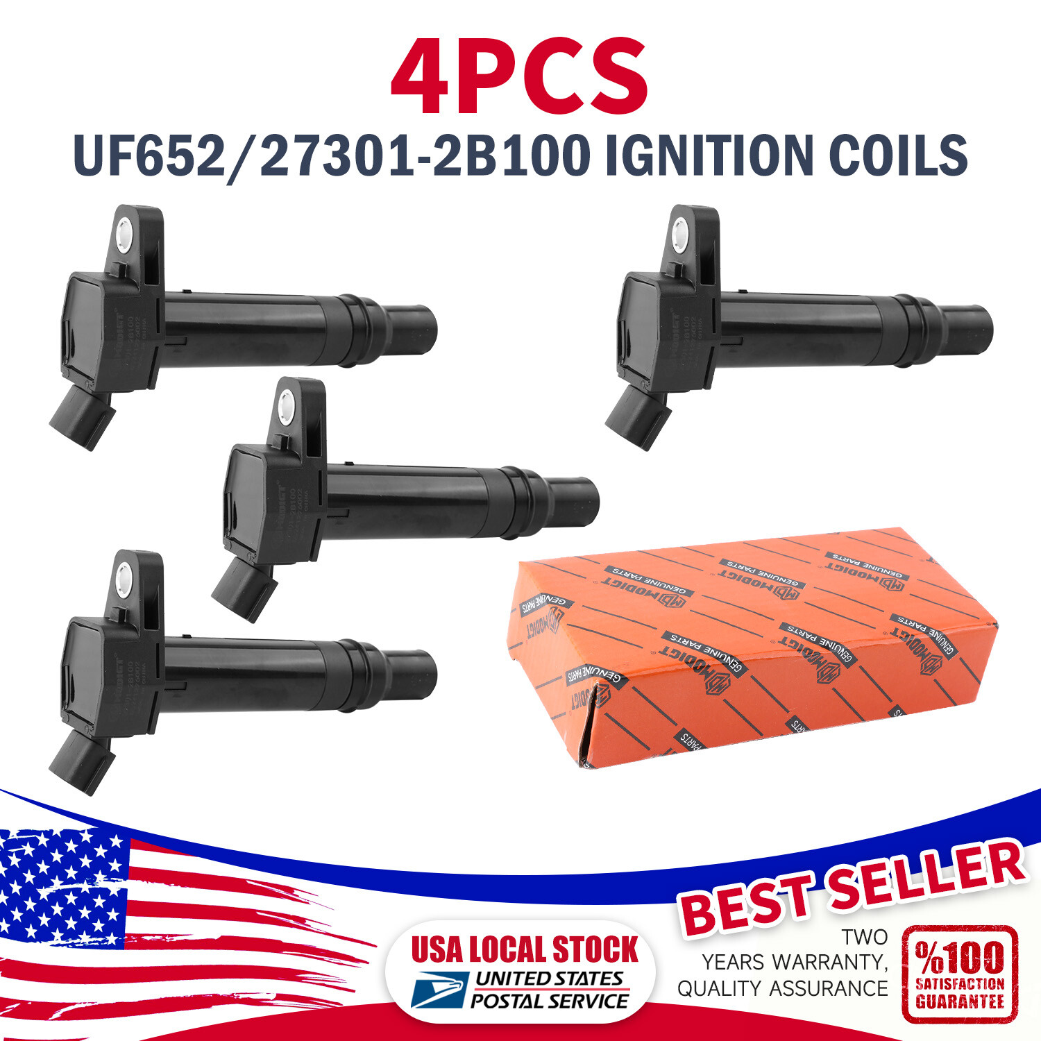 High Performance 4PCS Ignition Coil for Hyundai Accent Veloster 1.6L Kia Rio