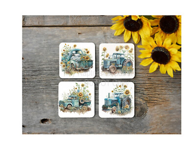Farm themed neoprene drink coasters, set of 4, CHOICE, absorbent, Fall, gifts