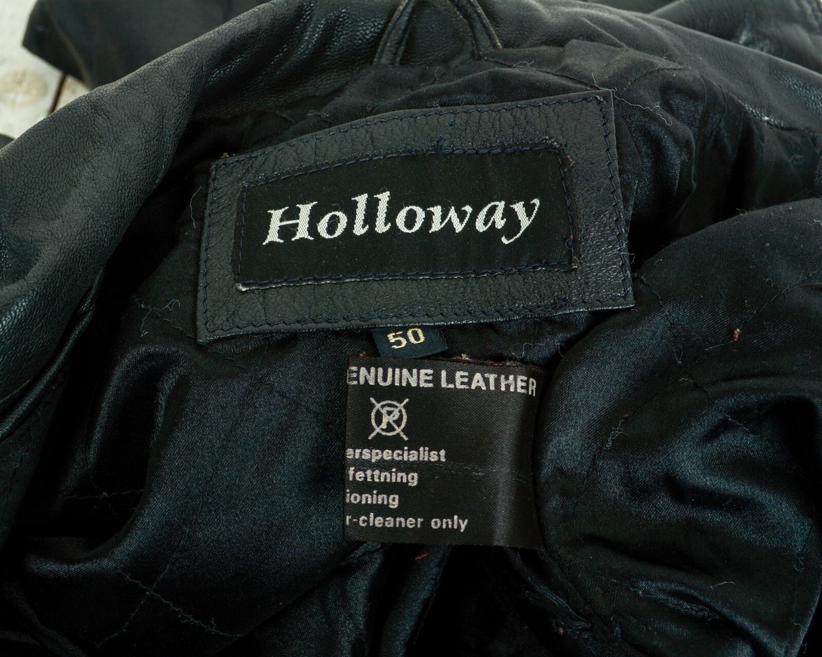 HOLLOWAY Men UK 40 US Leather EU 50 Coat Jacket Blazer Black HOLLOWAY Men UK 40 US Leather EU 50 Coat Jacket Blazer Black