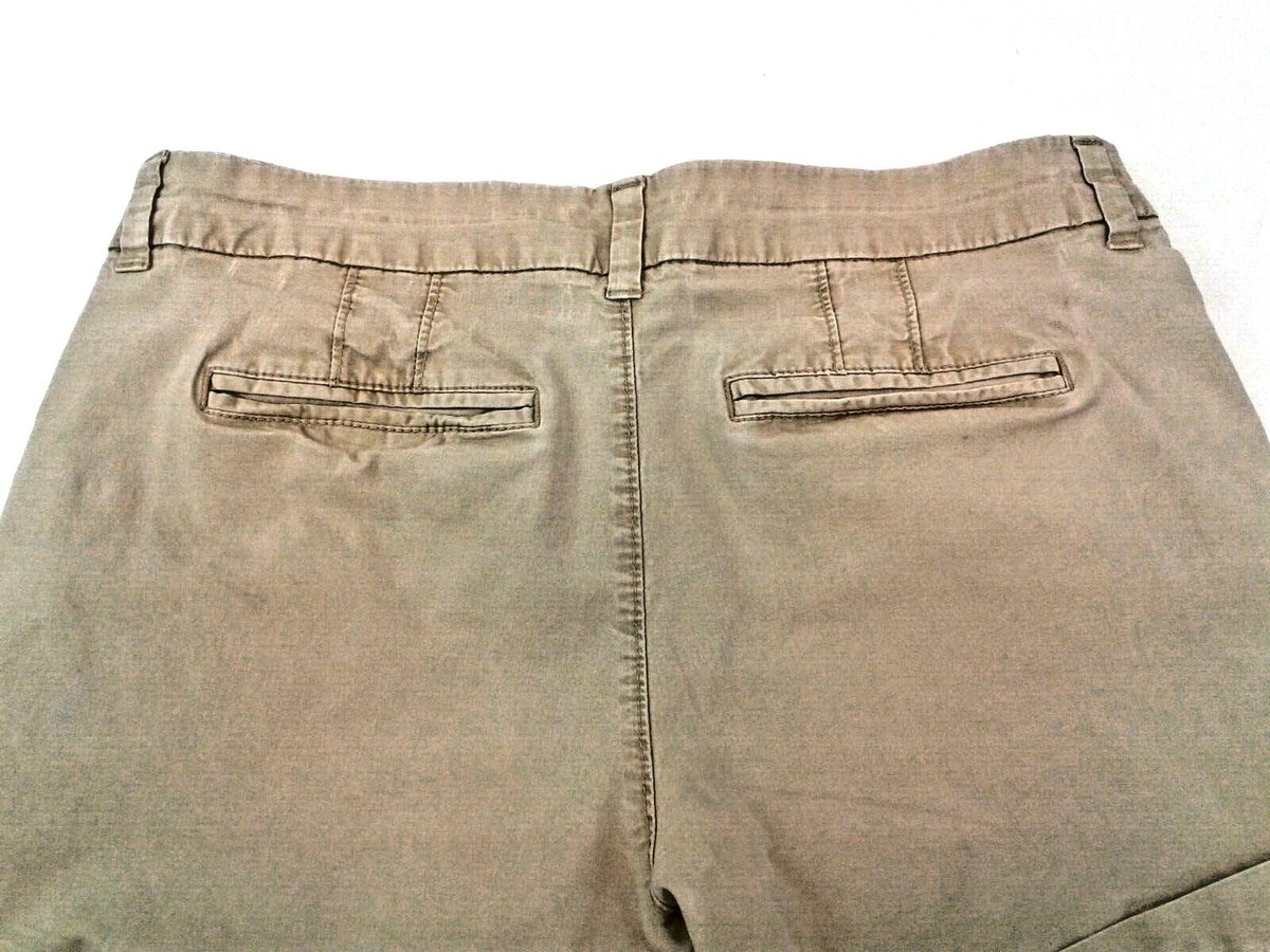 Old Navy Womens Khaki Shorts Factory Distressed Wear on Edges Size