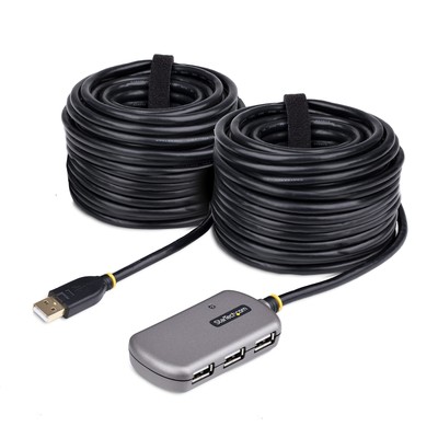 StarTech.com USB Extender Hub, 24m USB 2.0 Extension Cable w/ 4-Port USB-A Hub,