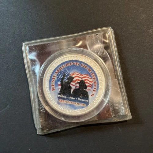 2001 Silver Eagle 9/11/01 American Heroes Colorized ASE .999 Silver Uncirculated
