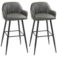 HOMCOM Set 2 Sgabelli da Bar Moderni in Finta Pelle PU con Poggiapiedi Grigio