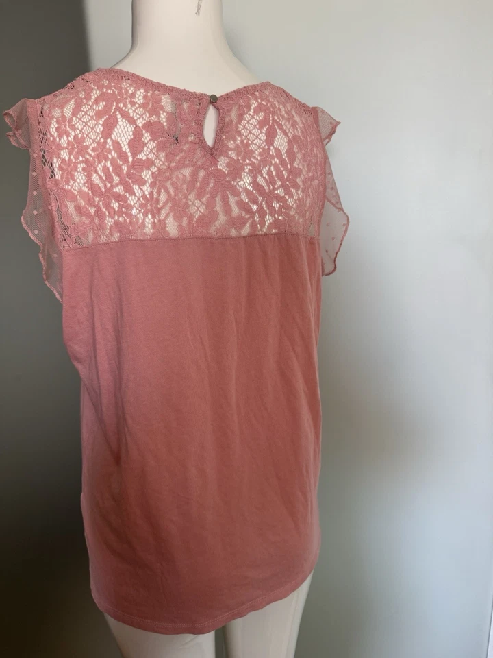 Bluse Shirt Mit Spitze Rüschen Gr 40 42 L Von Laura Torelli - Bild 3 von 4