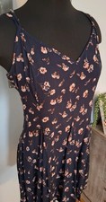 American Eagle Womens 8 Mini Summer Dress Short Navy Floral Adjust Cross Straps