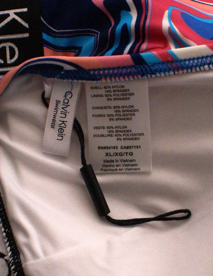 Calvin Klein SWIMWEAR Logo Band Swim Bikini Top, Pink/Blue, Womens XL - Image 3 of 3