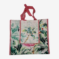 NEW 2 pack Reusable Tote Bags Eco Gift Shopping  Christmas Flamingo Palm Trees