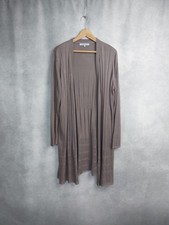 chesca cardigan size 3. taupe long line open cardigan. repair to front