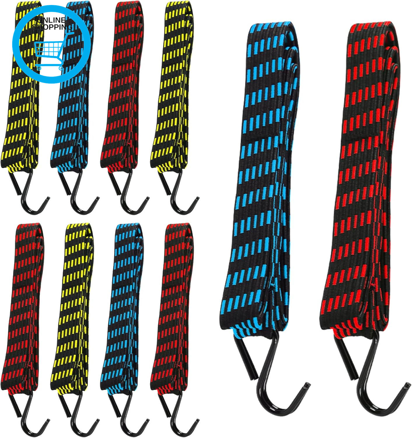 10 PCS Bungee Cords with Hooks,Heavy Duty Weatherproof & Uv-Resistant Elastic Bu