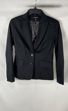 Prague Women's Black Blazer Two Button Polka Dot Lining Cotton Blend NWT Sz 4P