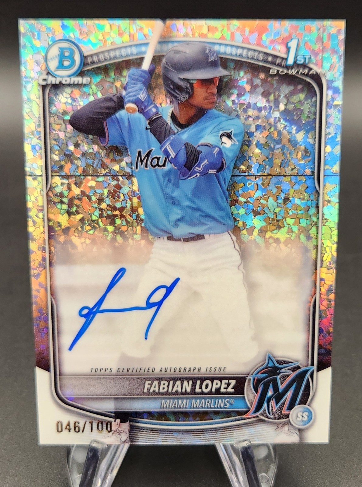 2025 Bowman Fabian Lopez Chrome Auto Mini-Diamond 1st Prospect /100 #CPA-FL