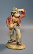 Krippenfigur Holz geschnitzt Junge mit Hahn bemalt 7,8 cm Fach #AA3
