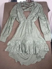 Sage Green Mini Dress with Lace Detailing ASOS DESIGN