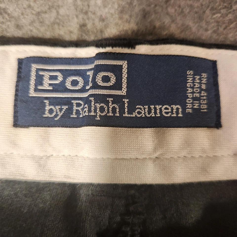 Pantalones de vestir Polo Ralph Lauren para hombre 34x34 negros de pana plisados con puños Foto 2 de 4