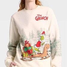 The Grinch Who Stole Christmas Graphic Sweatshirt Cream 1X