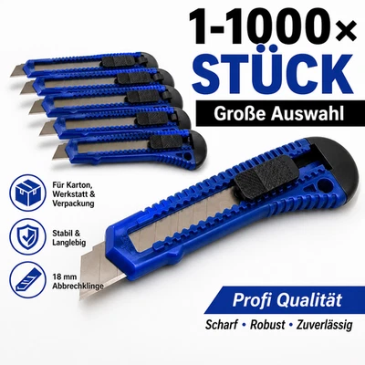 1–1000× Cuttermesser 18 mm, Teppichmesser mit Abbrechklinge, einzeln verpackt - Bild 1 von 4