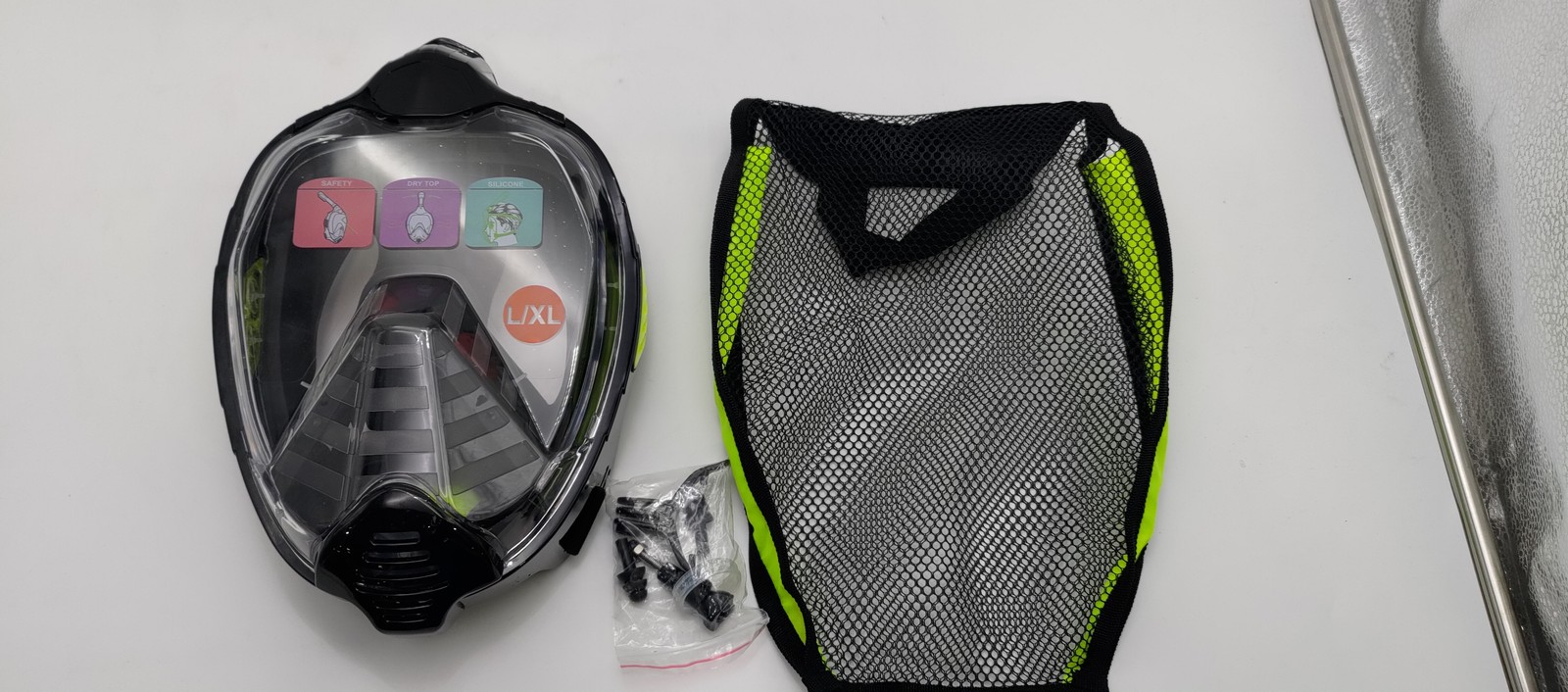 УНИВЕРСАЛЬНАЯ МАСКА ДЛЯ ПОДВОДНОГО ПЛАВАНИЯ ANTI FOG FULL FACE SNORKEL MASK DRY - LXL - ЧЕРНЫЙ ЗЕЛЕНЫЙ 8590₽