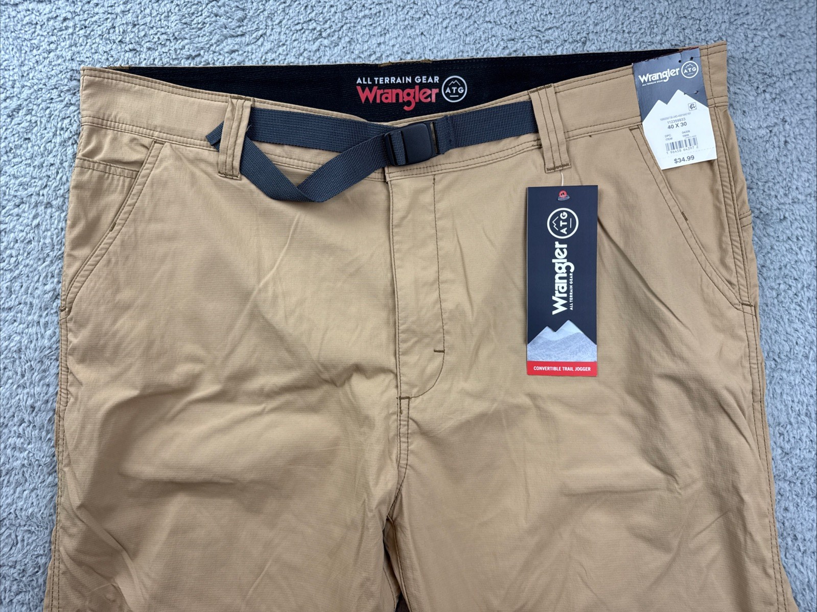Wrangler ATG All Terrain Gear Pants Mens 40x30 Khaki Nylon Hiking Outdoor