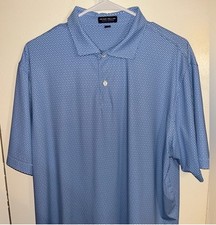 Peter Millar Crown Crafted Men  s Blue Polo Golf Shirt Star Pattern XL