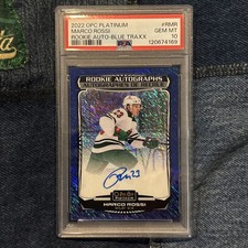 2022-23 O-Pee-Chee Platinum Marco Rossi Rookie Autograph Blue Traxx Psa 10