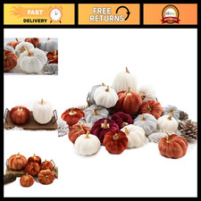 18 PCS Velvet Pumpkins - Fall Table Decor, Faux Autumn Decorations, Halloween Ce