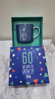 60 Bit Late to Grow Up Now 60. Geburtstag Tasse Neu im Karton