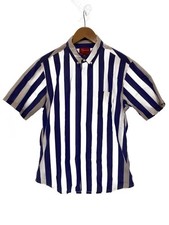 Supreme 12SS Large Striped Shirt M Cotton BLU Stripe