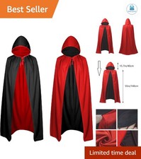 Unisex Adult Reversible Hooded Vampire Cloak for Halloween, Cosplay,Party,Chr...